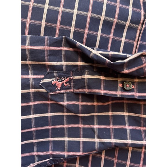 Bugatchi Shirt Shaped Fit Mens XL Blue Purple Check Button Up Long Sleeve - Picture 12 of 12